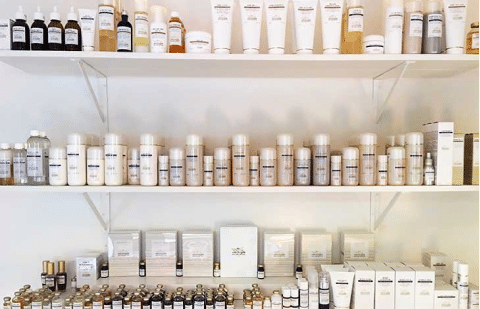 facial products on shelf